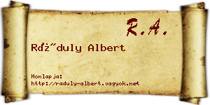 Ráduly Albert névjegykártya
