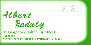 albert raduly business card